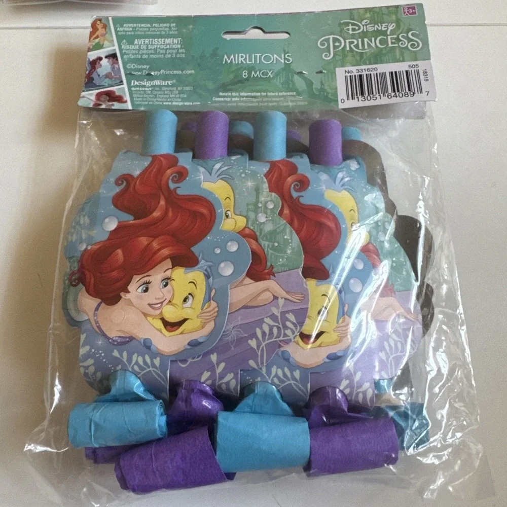 Ariel Little Mermaid B-Day Party game, Blowouts, Hair Ties, Thank You Cards